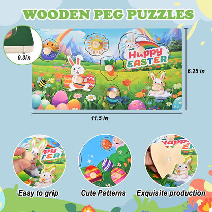Wooden Peg Puzzles for Toddlers 1-3, 2 Pcs Montessori Puzzles, Animal & Sea Themes Puzzles, Great Preschool Educational Learning Gifts for Girls and Boys