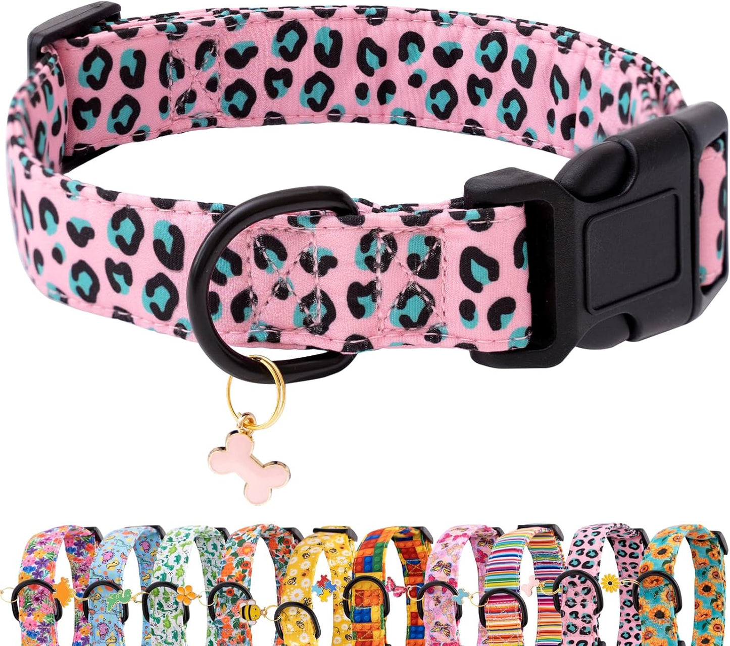Faygarsle Dog Collar for Small Medium Large Dogs Colorful Puppy Collars for Female Dogs Toy Building Blocks Patterned Pet Collars for Summer Spring Wedding Puppy Girl Dog Collar M