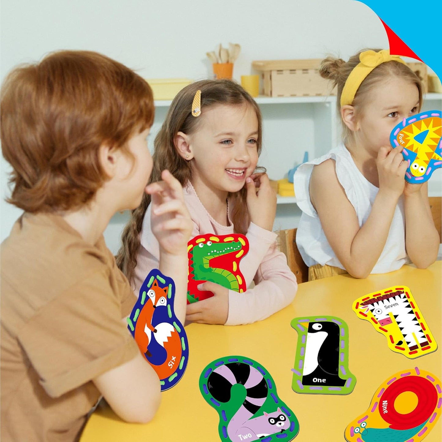 SpriteGru 9 Pieces Kids Lacing Cards, Double Sided Sewing Cards in 9 Vehicle Cards with 9 Colorful Laces, Imagination Development Lacing Toys Games for Children Educational and Learning Activity