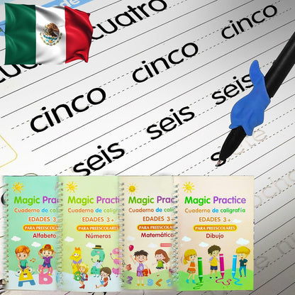 4 Magic Tracing Practice Books – Grooved Handwriting Arabic Copybooks for Kids, Reusable Writing Practice Workbooks Without Tears, Disappearing Ink for Toddlers Preschool Learn (Arabic)
