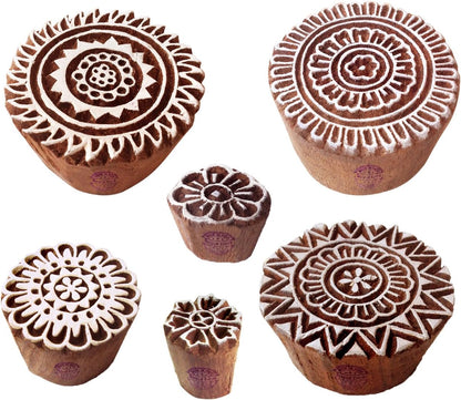 Pottery Printing Blocks Retro Fish Pattern Wooden Stamps (Set of 6) Htag1958