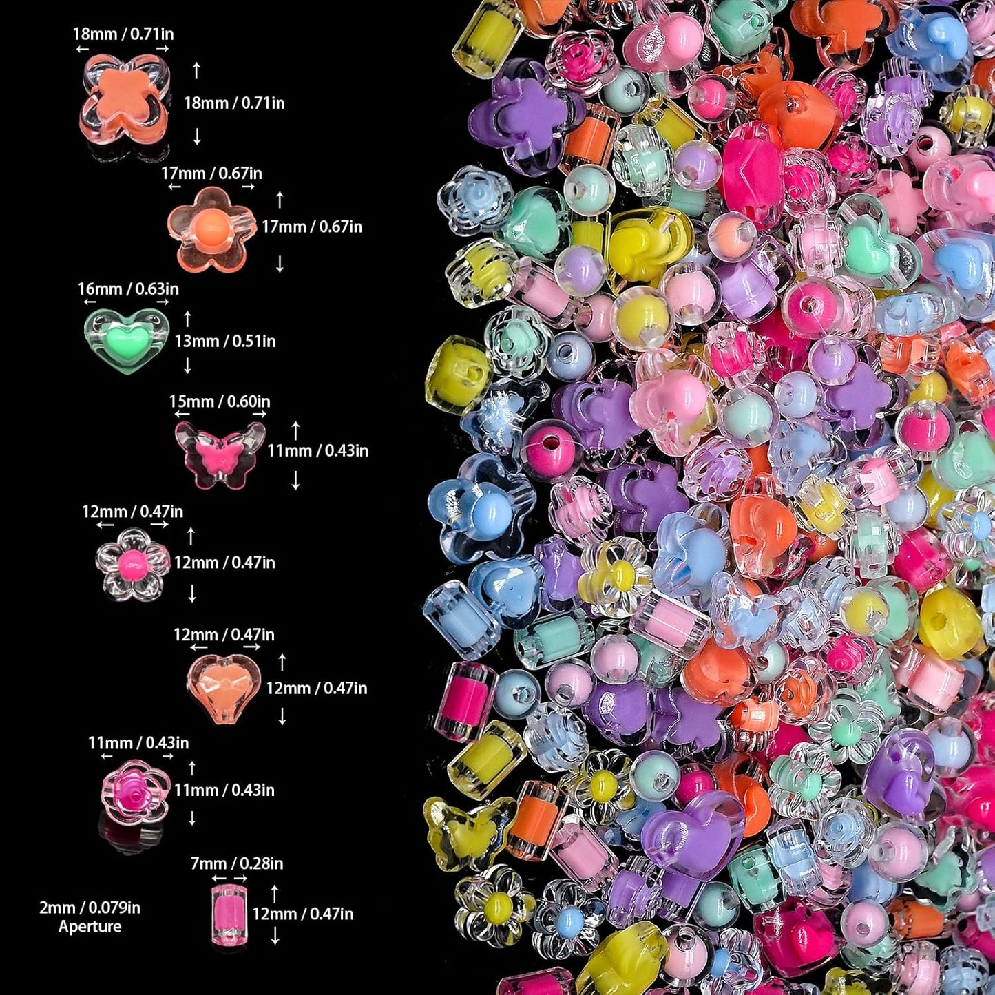 200g+ Candy Bulk Assorted Cute Kandi Beads for Jewelry Making, Bracelet Making Kit, Craft Supplies Charm Beads(Mixed II)