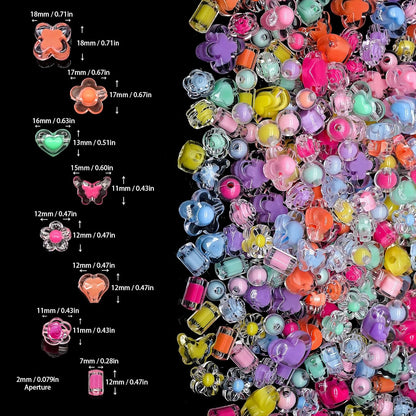 200g+ Candy Bulk Assorted Cute Kandi Beads for Jewelry Making, Bracelet Making Kit, Craft Supplies Charm Beads(Mixed II)