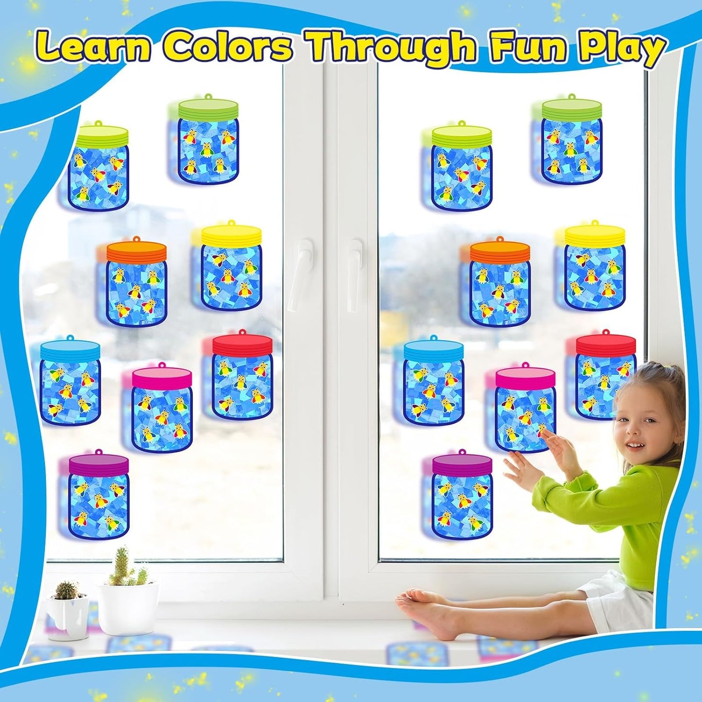 32 Sets Outer Space Suncatchers Craft Kit DIY Window Stained Glass Effect Planet Astronaut Alien Paper Crafts Home School Classroom Decoration Kid Birthday Gift Creative Art Project Activity Game - Colors B