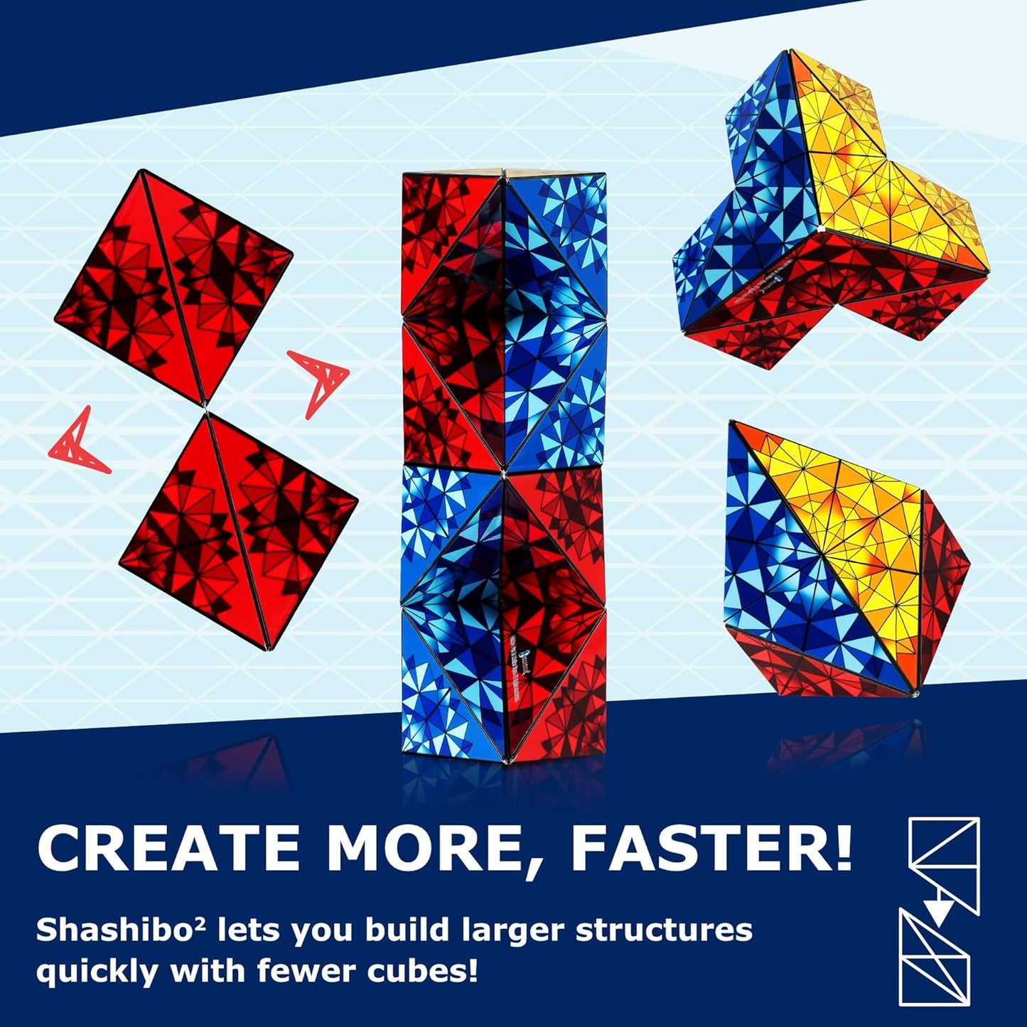 Shashibo Octa Shape Shifting Box - STEM Fidget Toy with Ultra Strong Magnets, Perfect Sensory Gift for Kids, Teens, and Adults – Pairs w/All Shashibo Cubes (Infinity)