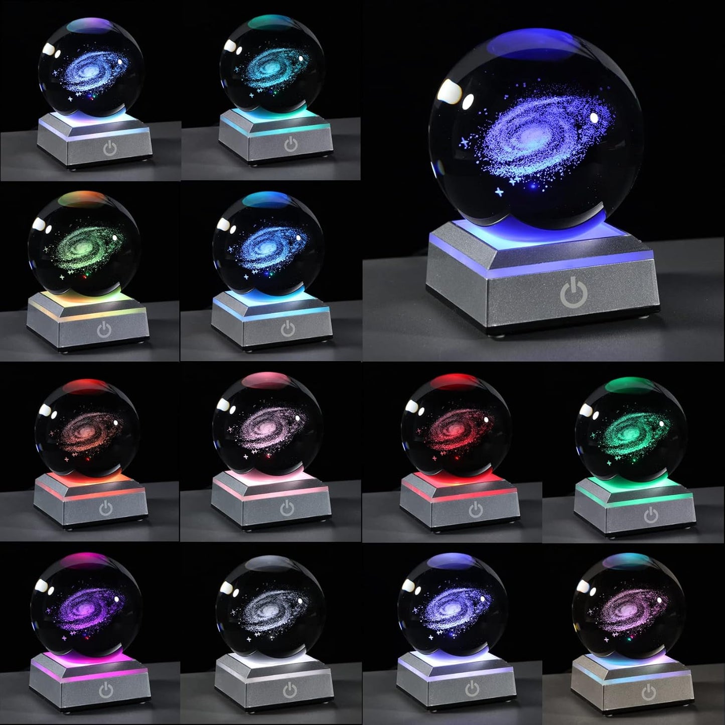 3d Solar System Model Crystal Ball 80mm 3.15inch - Outer Space Astronomy Gifts Room Decor Crystal Sphere Unique Gifts For Men Him Best Birthday Dad Physics Science Teacher Night Light Planet Lamp