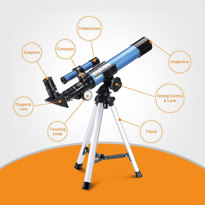 AOMEKIE 40/400 Portable Telescopes with Tabletop Tripod 2 Eyepieces for Kids and Astronomy Beginners with Finderscope and Compass,Space,Gifts(32, x)