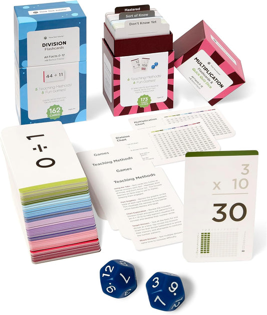 Award-Winning Math Flash Cards – 152 Multiplication & Division Facts (1–12) – 2 Facts Per Card with Visual Aids – Bonus Word Problems, Games & Durable Cardstock – Grades 2–6