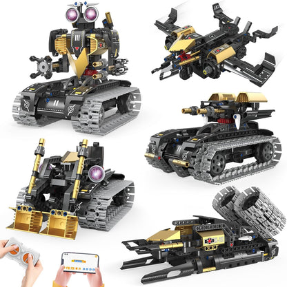 Robot Building Kit with APP/Remote Control STEM Gifts for Boys Age 8-16,Technic Coding Robotic Toys for Kids Birthday, Buildable 5in1 Models with 352+ Pieces