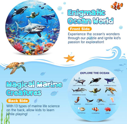DIGOBAY Underwater Ocean Floor Puzzle for Kids Ages 4-6, Shark Toys for Boys Girls, 70 Pieces Large Jigsaw Shark Puzzles for Kids Ages 3-8, Educational Ocean Animals Toys for Birthday Christmas