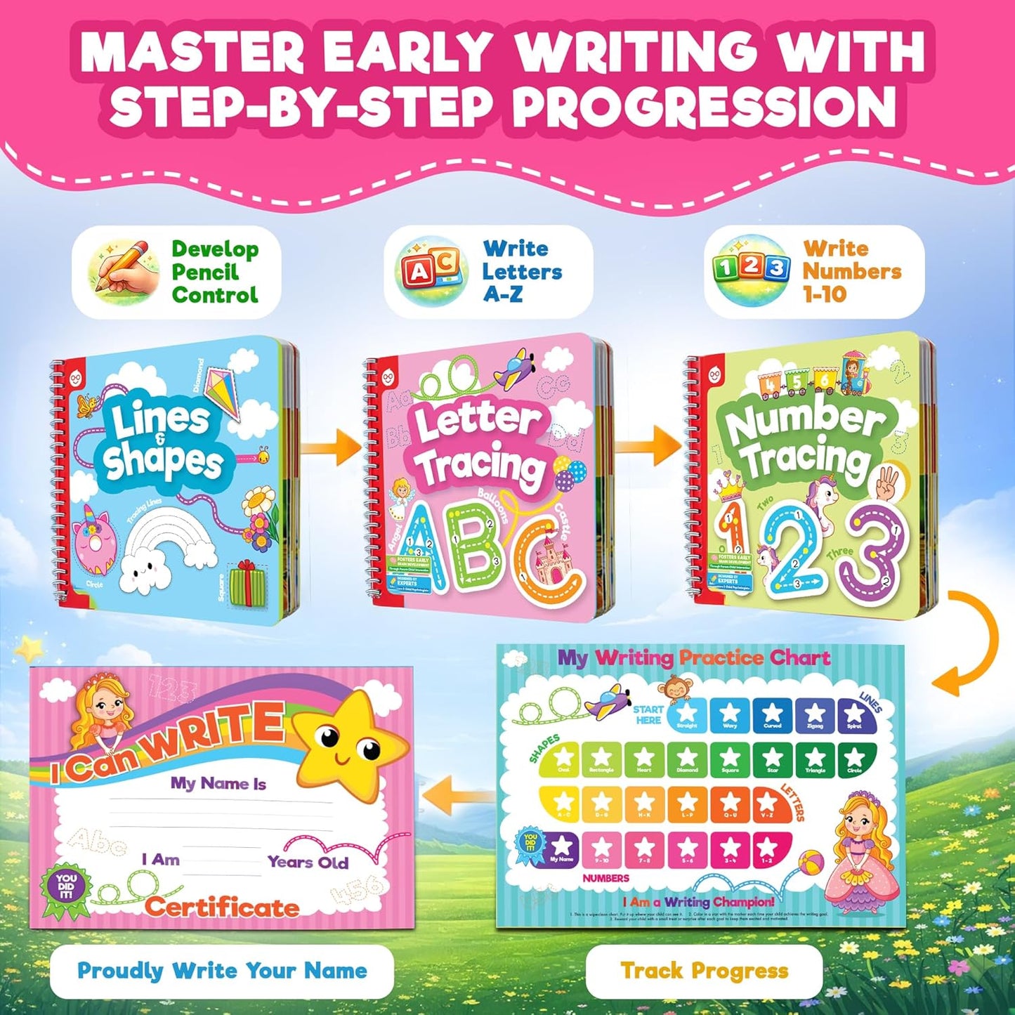 Doctor Jupiter Preschool Tracing Books for Kids Ages 3-5 | 100+ Wipe-Clean Learning Activities - Kindergarten Workbook with Lines, Shapes, Letters & Numbers | Educational Toys, Writing Practice