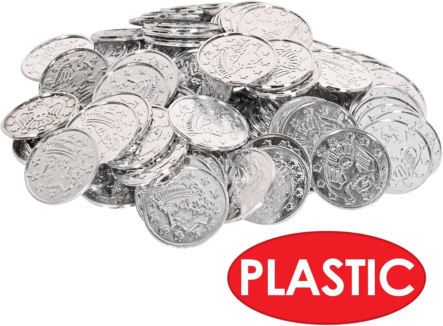 Beistle 200 Piece Embossed Plastic Coins For Pirate Treasure Chest Favors, Casino Theme Decorations