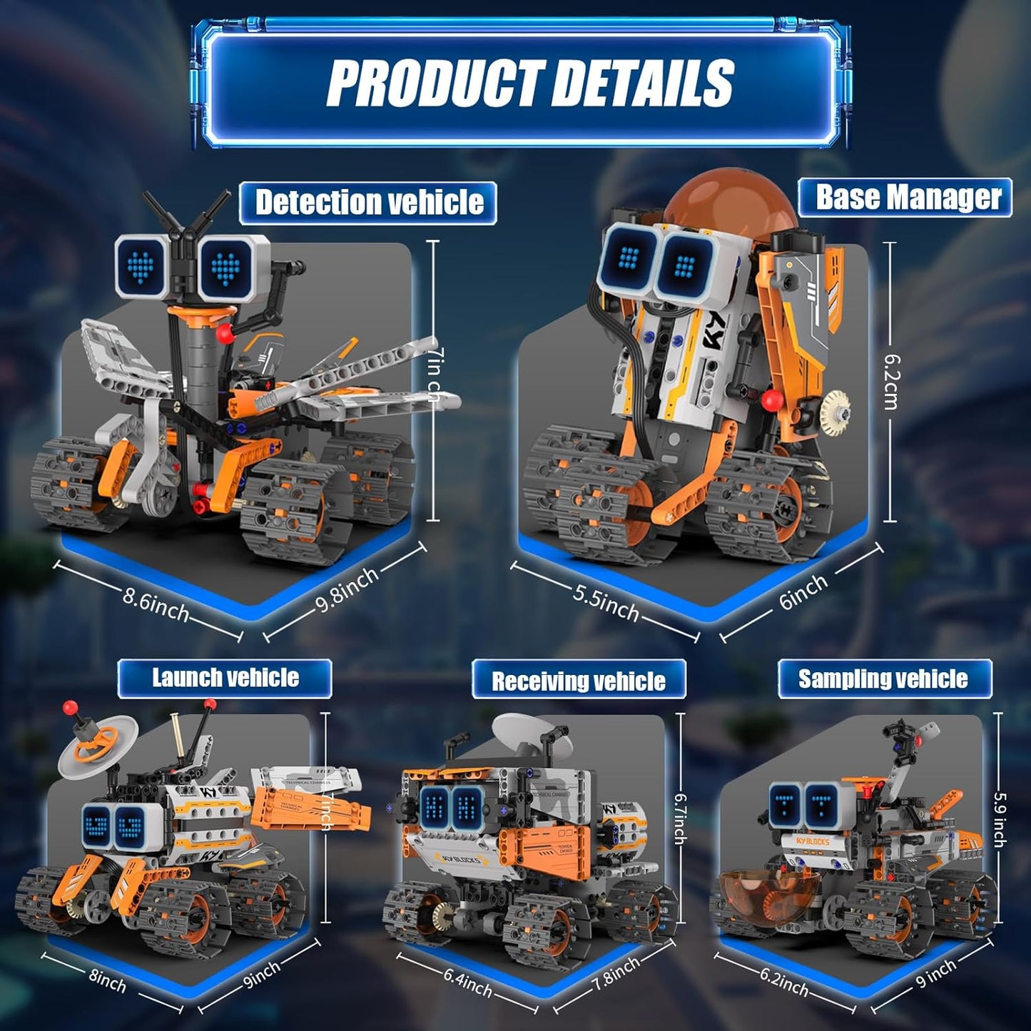 Sciencow 5 in 1 Space Robot Building Set, STEM Robotic Car Toy Kit, Remote & APP Controlled Building Robotics Toy, Christmas Birthday Gifts for Age 8-12 yrs Boys