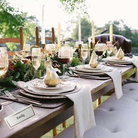 Place Cards Pack of 100 Premium Tent Name Place Cards for Table Setting with Gold Foil Border 2x3.5 inches - Perfect for Weddings, Banquets Dinner Parties and any other Events
