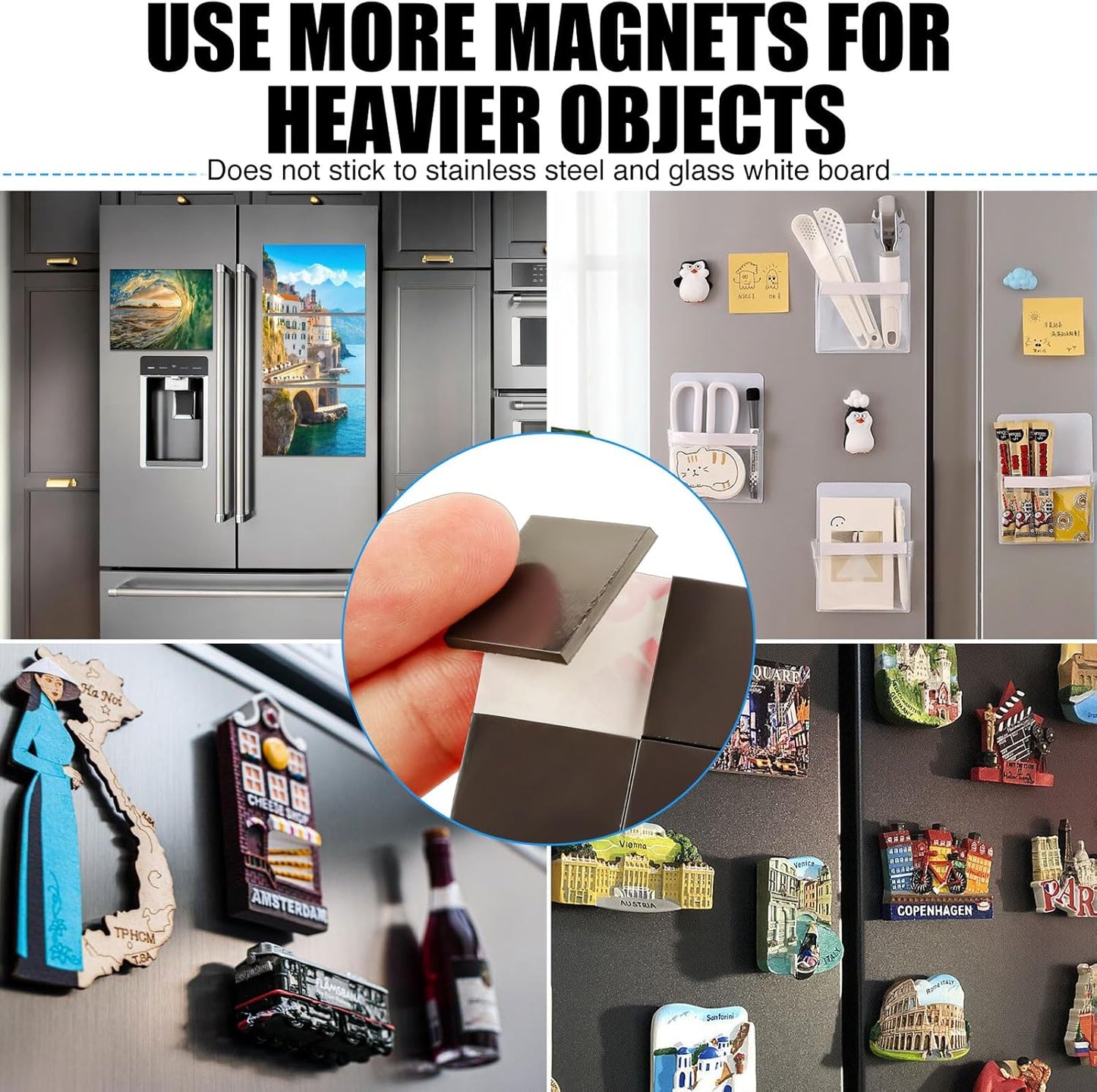 Magnetic Squares with Adhesive Backing(36PCS Each 1.5" x1.5"),Pre-Cut Self Sticky Magnets as Back to School Supplies,Peel and Stick for Cards/Picture/Poster (80mil Magnet)