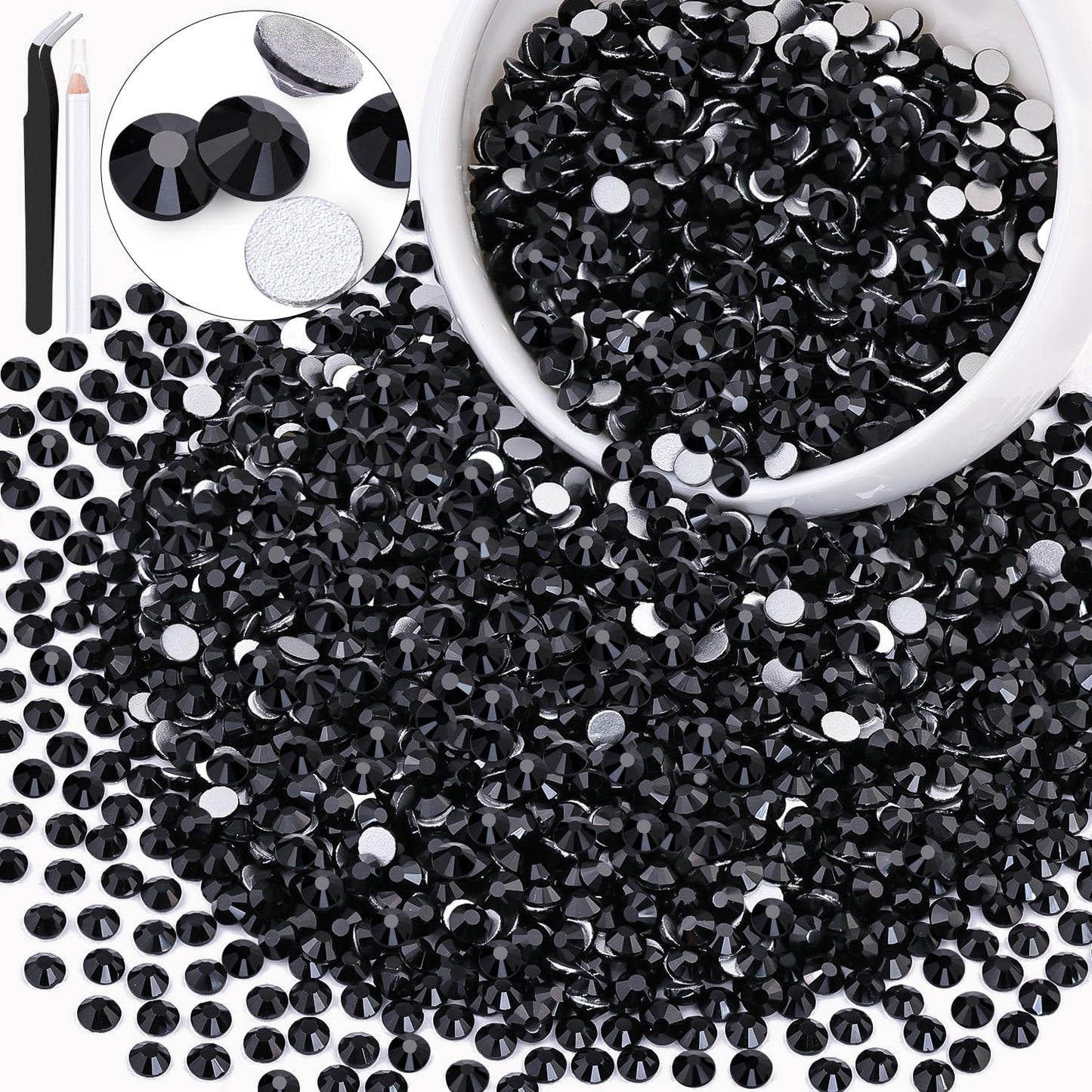 5000PCS SS6/2mm Glass Crystal Rhinestones (Clear), Bedazzling Flatback Rhinestones for Crafting DIY Crafts Nail Art Makeup Decoration, Gems Diamond Charms for Tumbler Shoes Clothing Mug