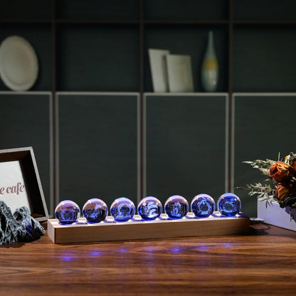 3d Crystal Ball Solar System Crystal Ball with Led Lamp Base - Best Birthday Science Gifts For Man Teacher Boy Kids Girls Men - Galaxy Jupiter Saturn Moon Earth Solar System Space Astronomy Gifts