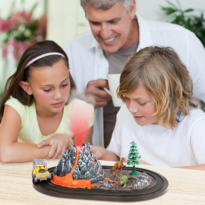 ArtCreativity Dinosaur Playset with Volcano Eruptions, Sounds & Wind-up Truck