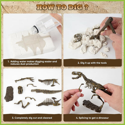 VIBIRIT Dig Up Dinosaurs Skeleton Set,Dinosaur Digging Fossil Kit Model Toys,Excavation Kits for kids5-12year,Educational Realistic Toys for Kids,Boys,Girls