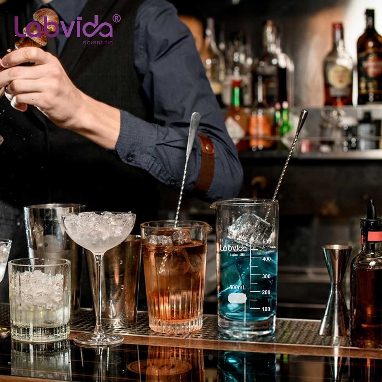 12pcs 50ml Upgrated Thick Glass Beakers, Shot Glass Beaker set, 3.3 Boro Griffin Low Form, Double Scale, LVA003