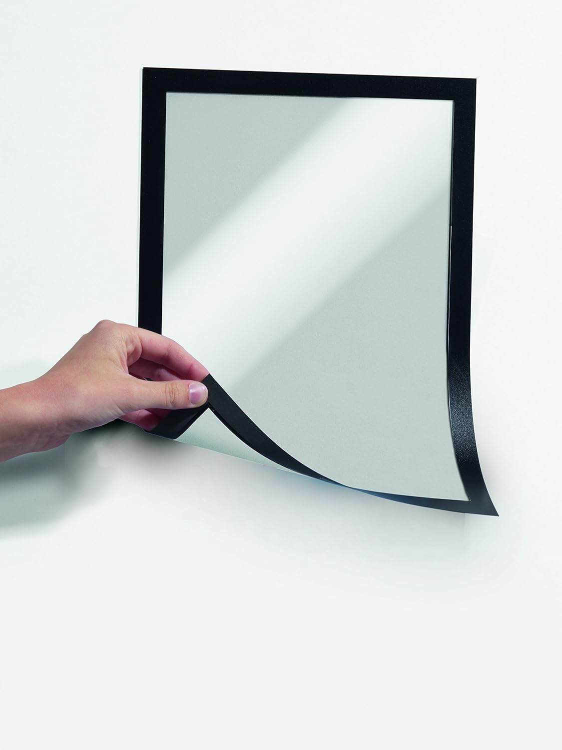 Durable Duraframe Sign Holder, Letter-Size 8.5" x 11" Inch, Black Magnetic Frame - Wall Mount, Pack of 2
