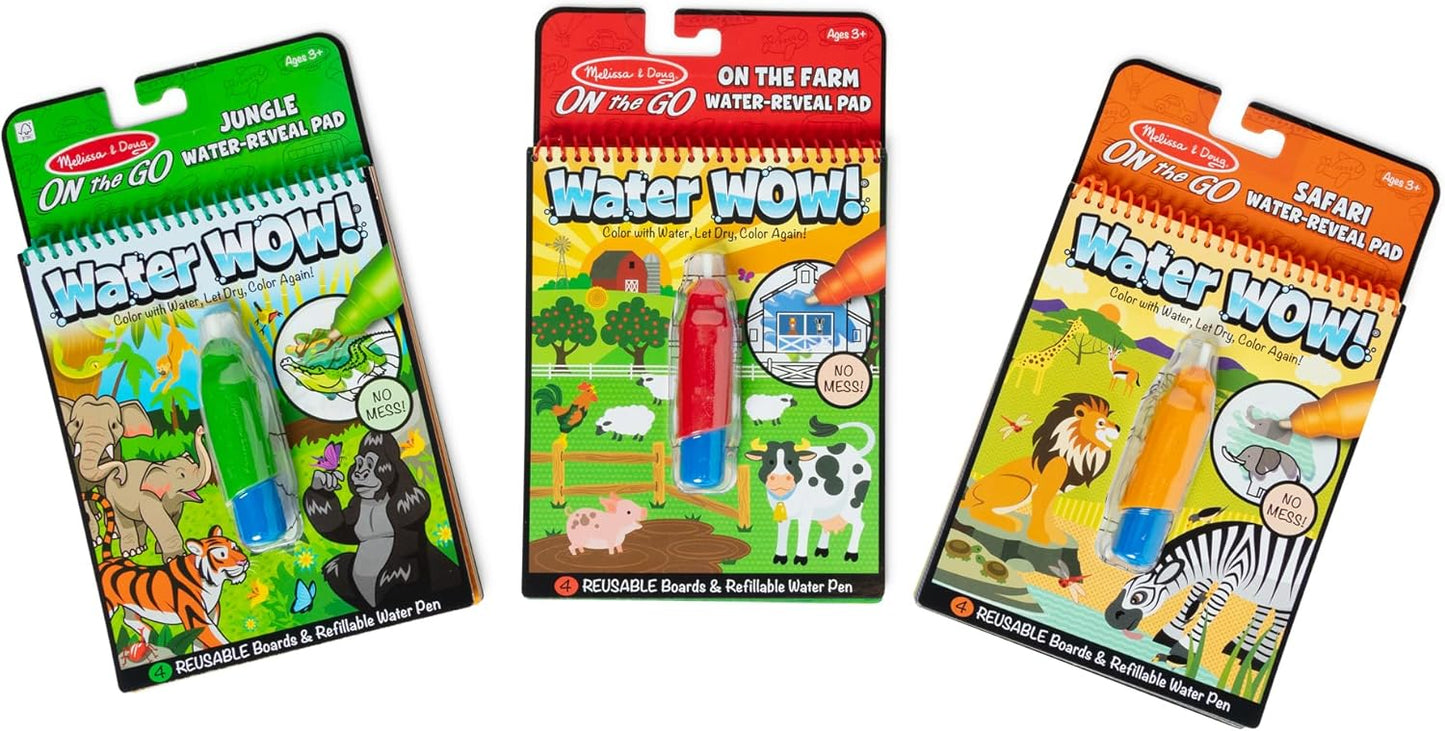 Melissa & Doug Water Wow! Reusable Water-Reveal Activity Pad 2-Pack - Vehicles, Animals Travel Toys, Party Favors, Mess Free Coloring Books for Kids Ages 3+ - FSC Certified