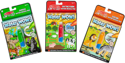 Melissa & Doug Water Wow! Reusable Water-Reveal Activity Pad 2-Pack - Vehicles, Animals Travel Toys, Party Favors, Mess Free Coloring Books for Kids Ages 3+ - FSC Certified
