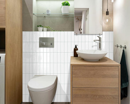 Plain White Peel and Stick Backsplash Tile Rectangle Subway Self Adhesive Wall Tiles for Kitchen (10-Sheet,12"x12")