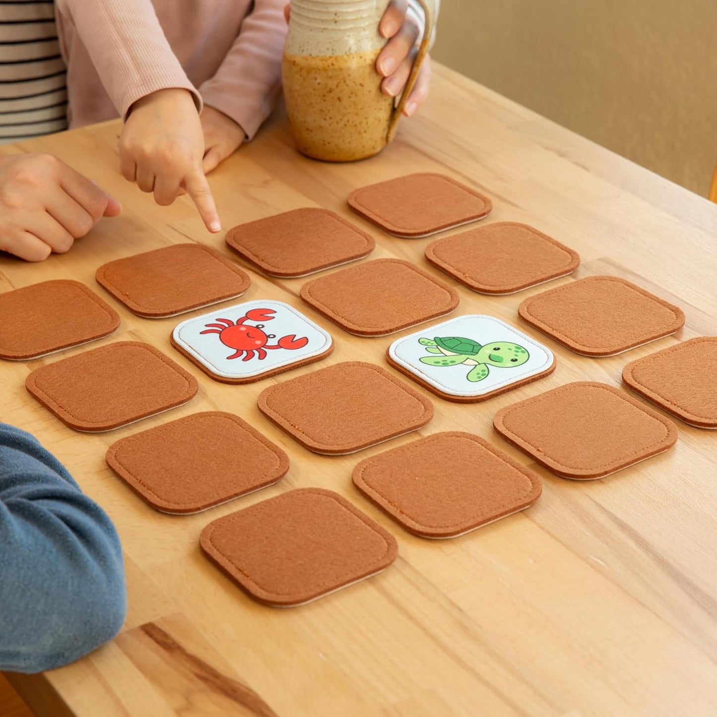 Felt Matching Game for Ages 2–4 – Soft and Safe for Ages 1+ – Montessori Memory Game – Sensory Flash Cards – Best Educational Gift for Ages 1–3 - Woodland Animal Theme