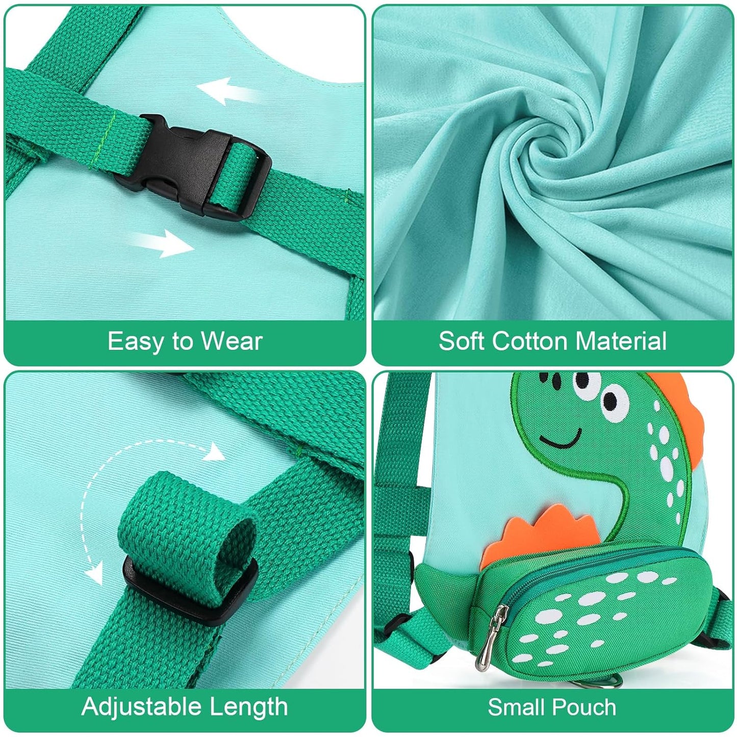 3 in 1 Toddler Harness Leash + Baby Anti Lost Wrist Link, Accmor Cute Dinosaur Child Safety Harness Tether, Kids Walking Wristband Assistant Strap Belt for Parent Boys Outdoor Activity (Black)