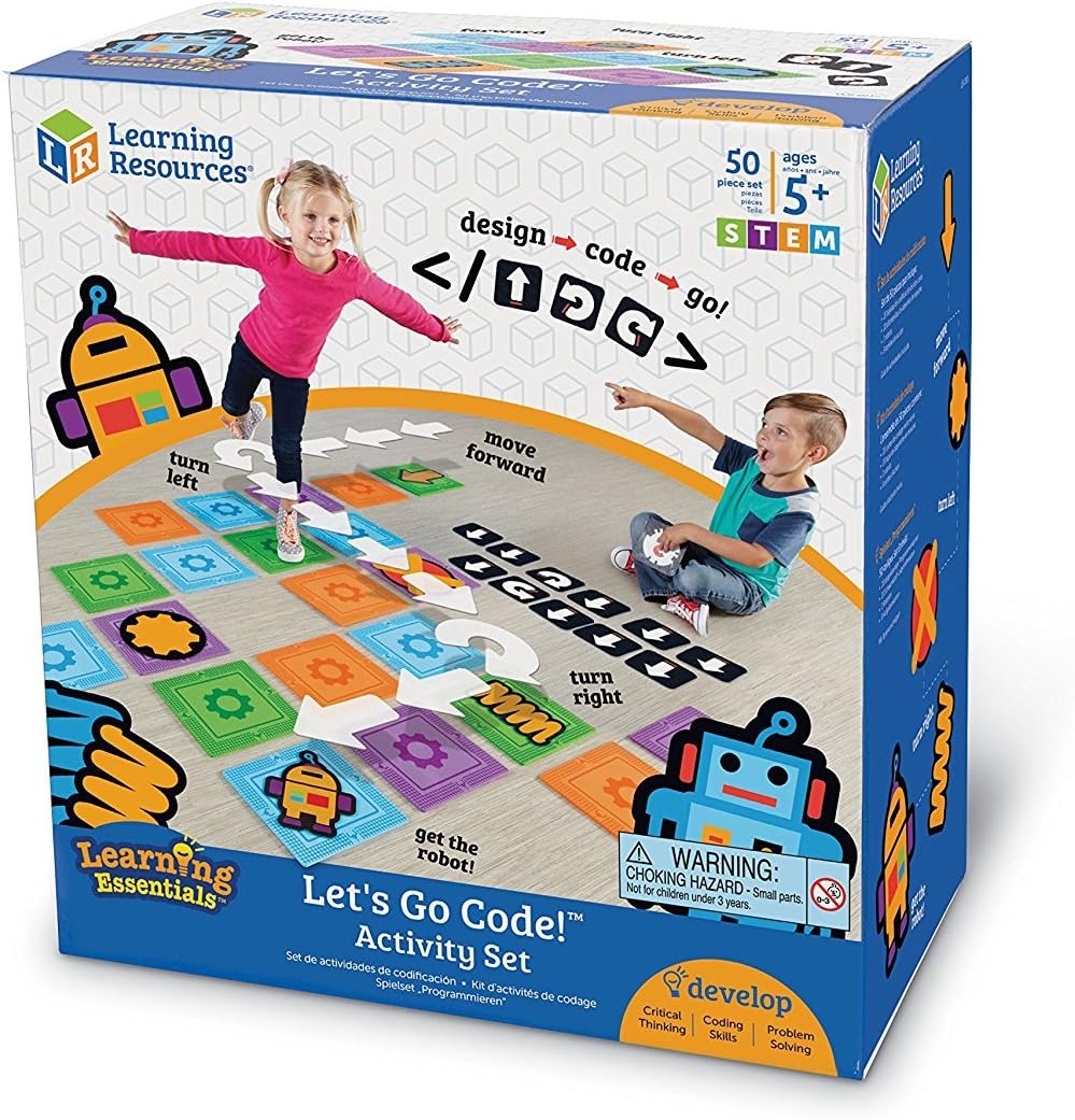 Learning Resources Let's Go Code! Activity Set, STEM Toys, Coding Toys, Develops Critical Thinking and Problem Solving Skills, 50 Pieces, Ages 5+