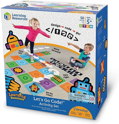 Learning Resources Let's Go Code! Activity Set, STEM Toys, Coding Toys, Develops Critical Thinking and Problem Solving Skills, 50 Pieces, Ages 5+