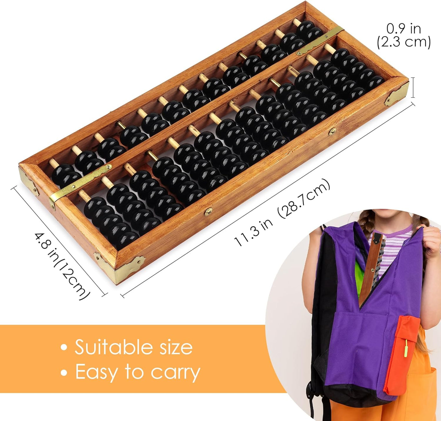 Vintage Chinese Wooden Abacus Soroban Arithmetic Calculating Tool