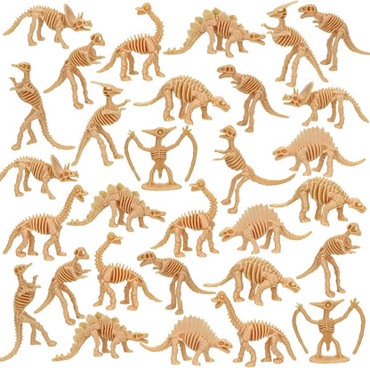 30 PCS Dinosaur Fossil Skeletons, Assorted Dinosaur Skeleton Toys Figures for Science Play Dino Sand Dig Party Favor Decorations (Dino skeletonD)