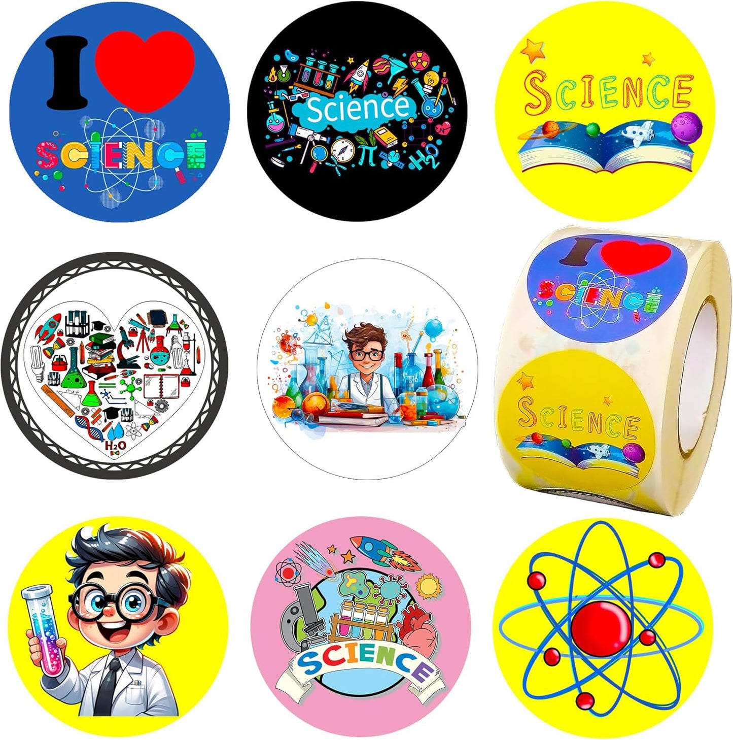 500PCS I Love Science Stickers Motivate Chemistry Party Favors Supplies Decorations Carnival Events Prize Label Sticker