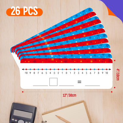 8 Packs Magnetic Number Line Boards, Dry Erase Writable and Erasable Math Board Addition & Subtraction White Board Magnets for Kids, Students, Classroom and Home (Each Measures 12” x 3.5”)