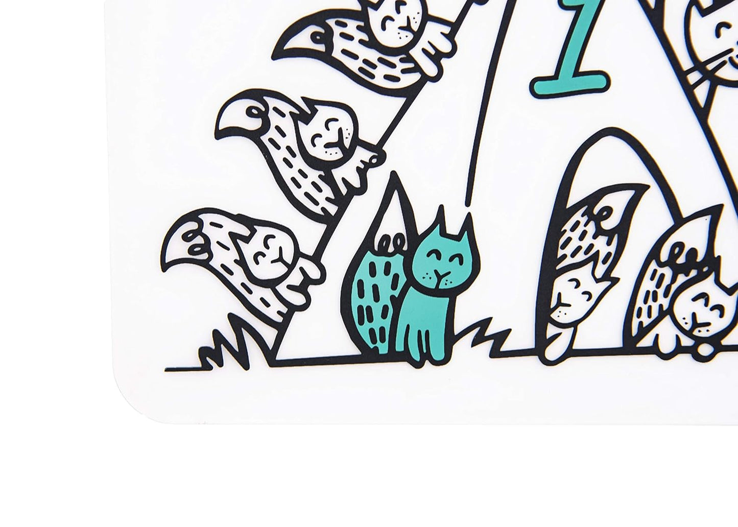 Modern-Twist 100% Plastic Free Silicone Waterproof, Dishwasher Safe Doodle Mat, Single Mat, Alphabet Animals