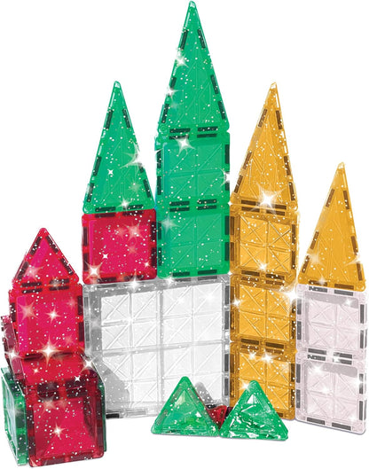 CreateOn Crayola Mini Magnetic PIP-Tiles, Building Set for Kids, Magnetic Building Toys for Kids, STEM Travel Toys for Boys and Girls Ages 3+, 24-Piece Set (Glitter)