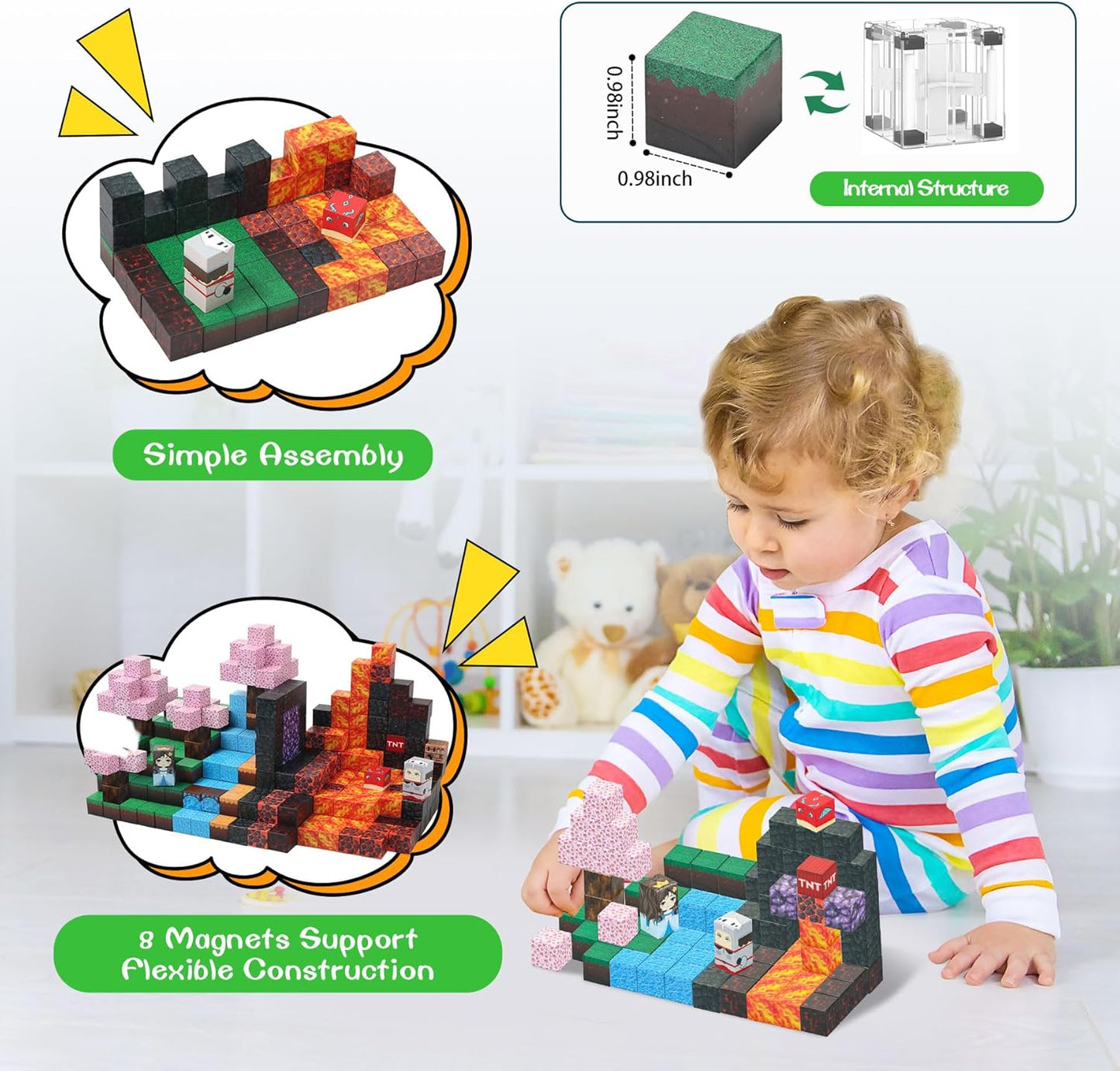 Mini Magnetic Tiles,78PCS Travel Magnetic Tiles Set with Iron Box,Portable Building Blocks for Kids Ages 3+,Car Airplane Travel Essentials Kids Toy,Creative STEM Toys Birthday Gift for Boys & Girls