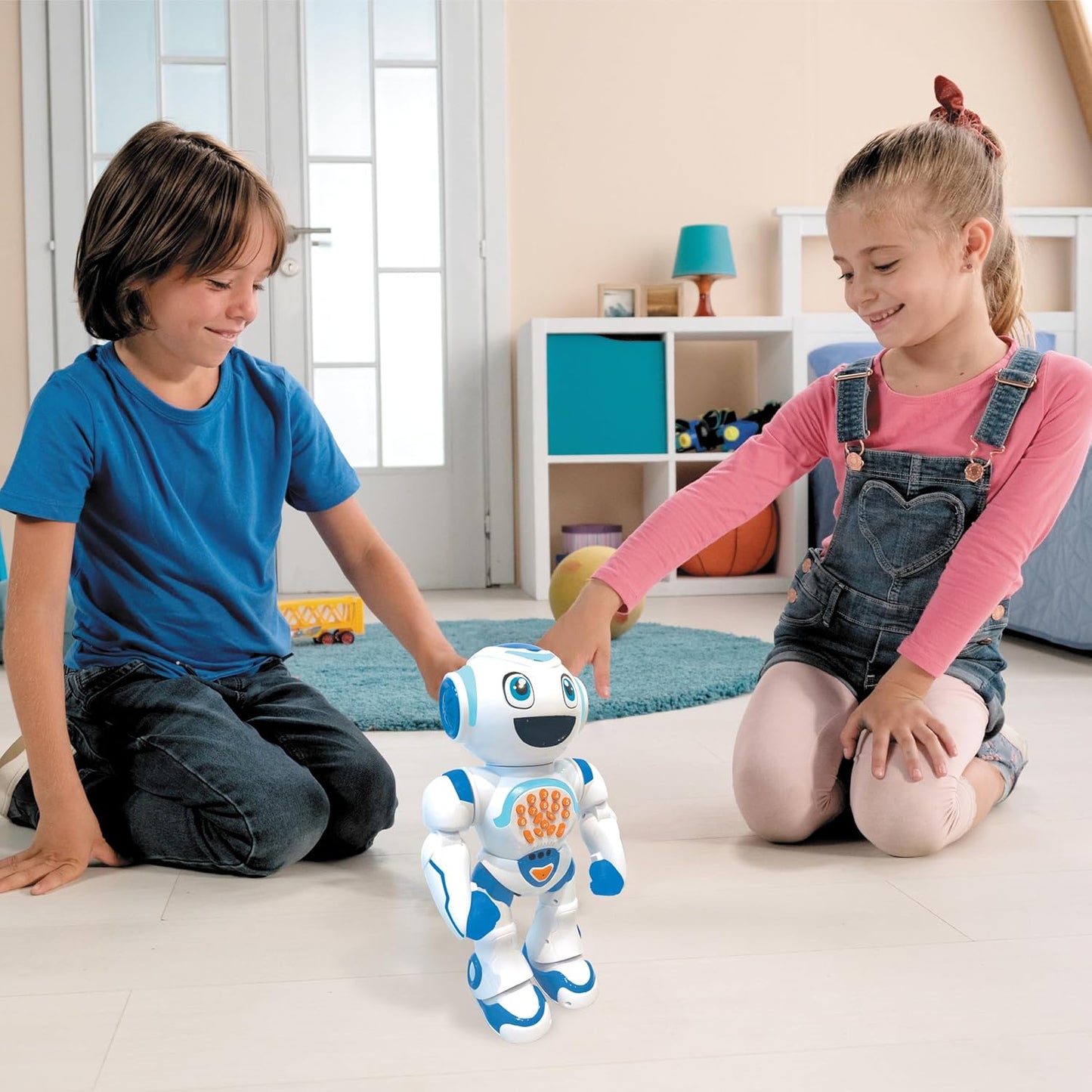 LEXiBOOK Powerman Max - Remote Control Walking Talking Toy Robot STEM Programmable Dances Sings Telling 10,000 Stories 300+ Learning Quiz Shooting Discs and Voice Repeat for Kids 4+ - ROB80EN, White
