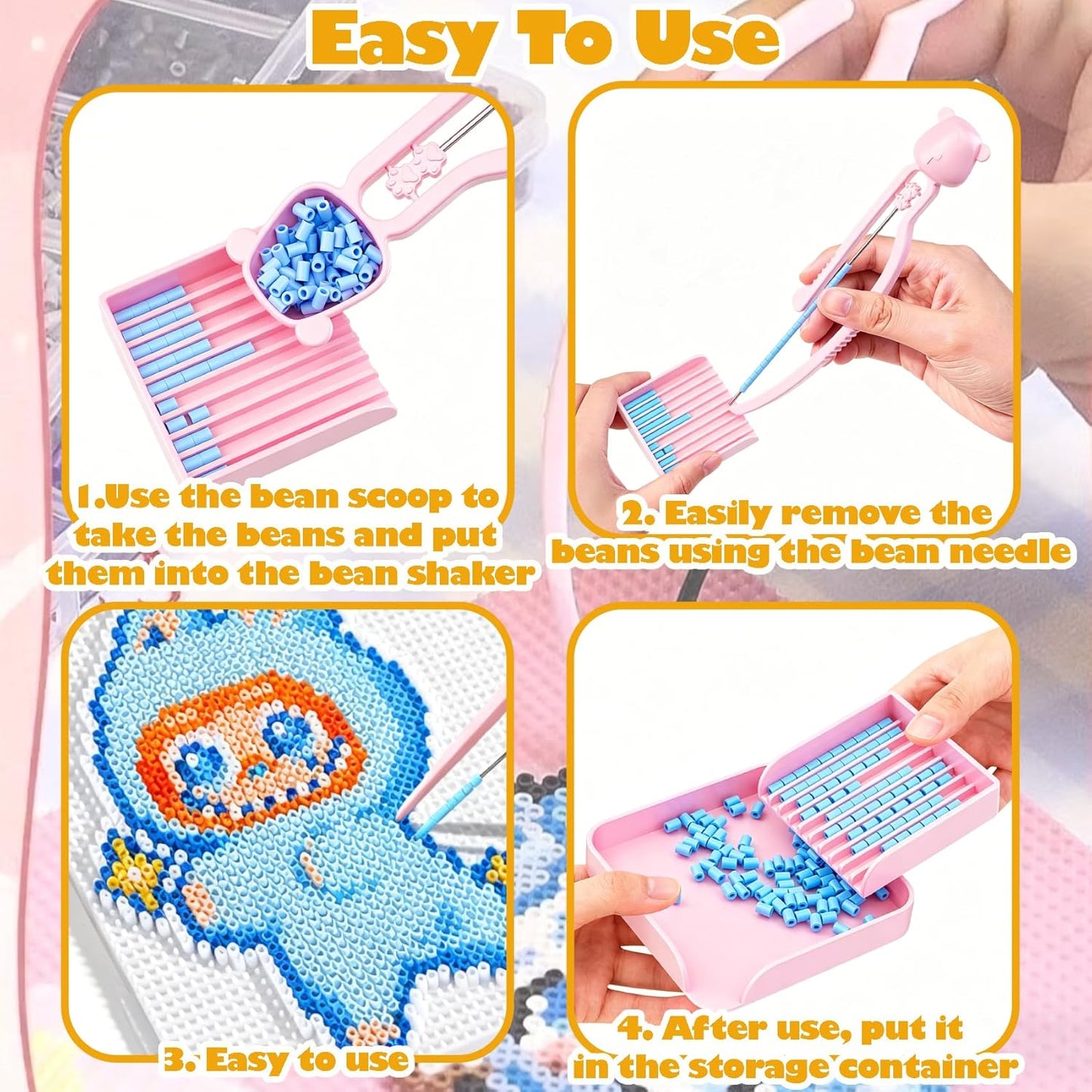 2.6mm Fuse Beads Craft Kit for Kids Adults, 8PCS Fuse Beads Tool Set with Pegboard, Sorting Trays, Tweezers, Bead Pickup Tool, Storage Container, Compatible with Perler Beads for DIY Art Crafts