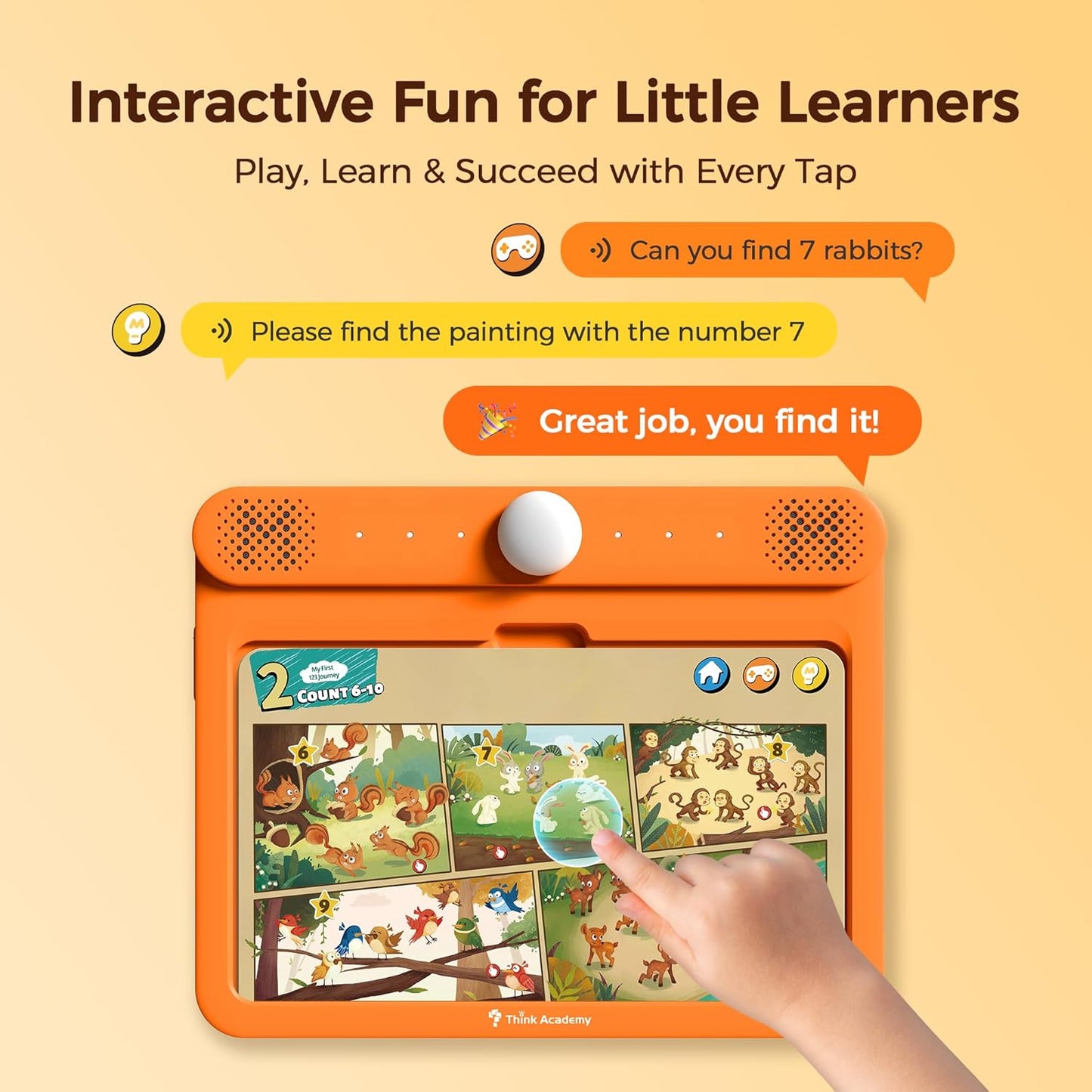 Think Academy Learning Pad for 3+, Age-Optimized Screen-Free Educational Learning Tablet, Learn to Read Phonics Flash Cards with Alphabet, Words, Numbers, Music, Preschool Learning Activities for Kids