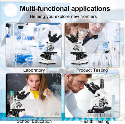Microscopes for Adults WF10x and WF25x eyepieces Compound Microscope with Microscope Slides, Microscopes Kit for Kids Students Home School (Monocular Microscope with Big Bundle)