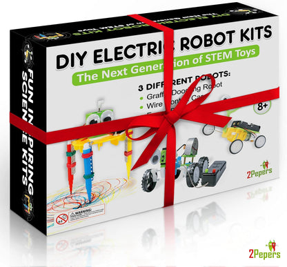 2Pepers Electric Motor Robotic Science Kits for Kids (4-in-1), DIY STEM Toys Kids Science Experiment Kits,Building Educational Robotics Kit for Boys and Girls,Circuit Engineering Science Project Kits