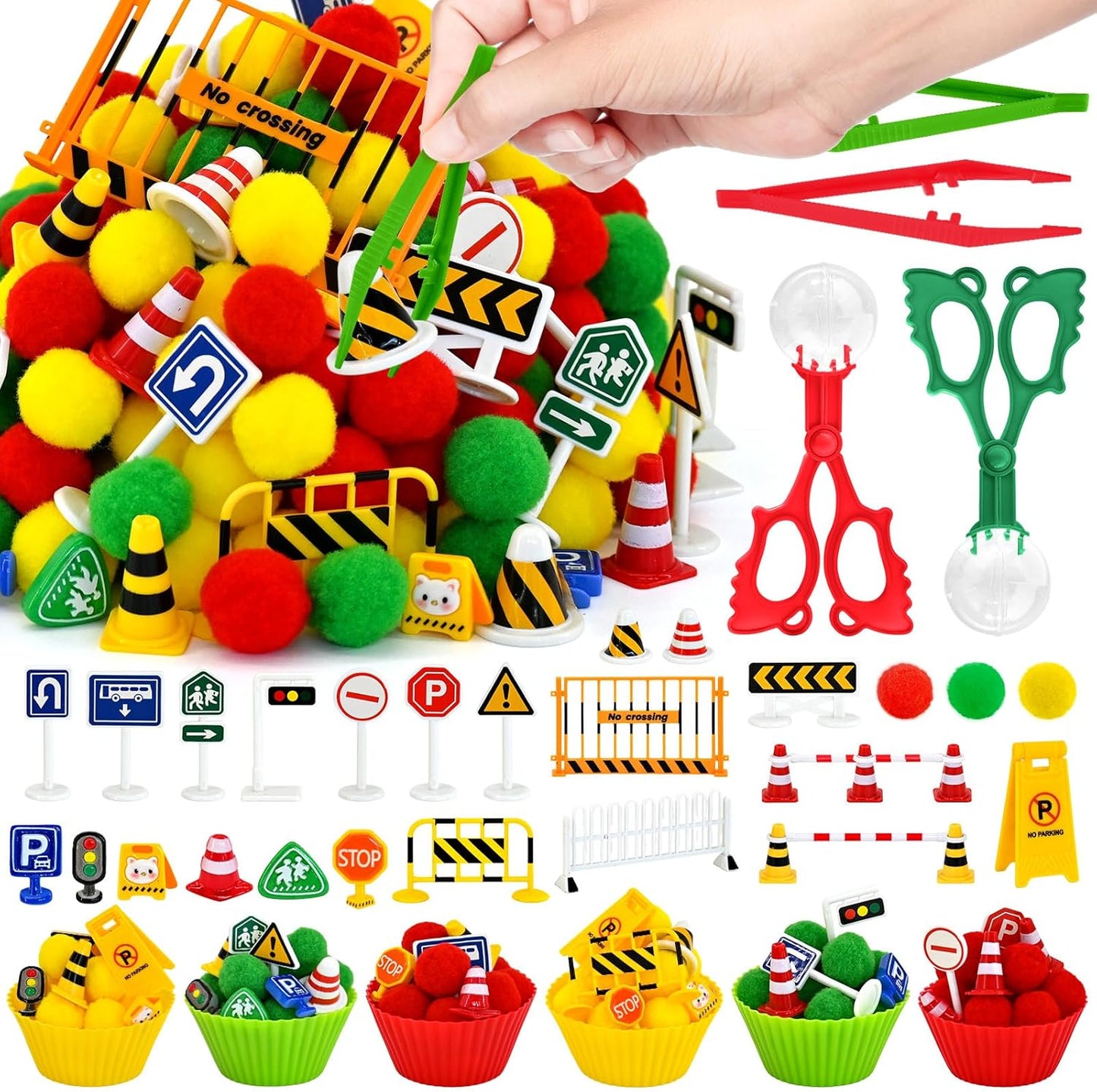 270 Pcs Numbers and Letters Sensory Bin Items Back to School Counting Sorting Sensory Bin Filler Fine Motor Numbers and Letters Geometric Figure Counts for Easter Spring Summer Sorting