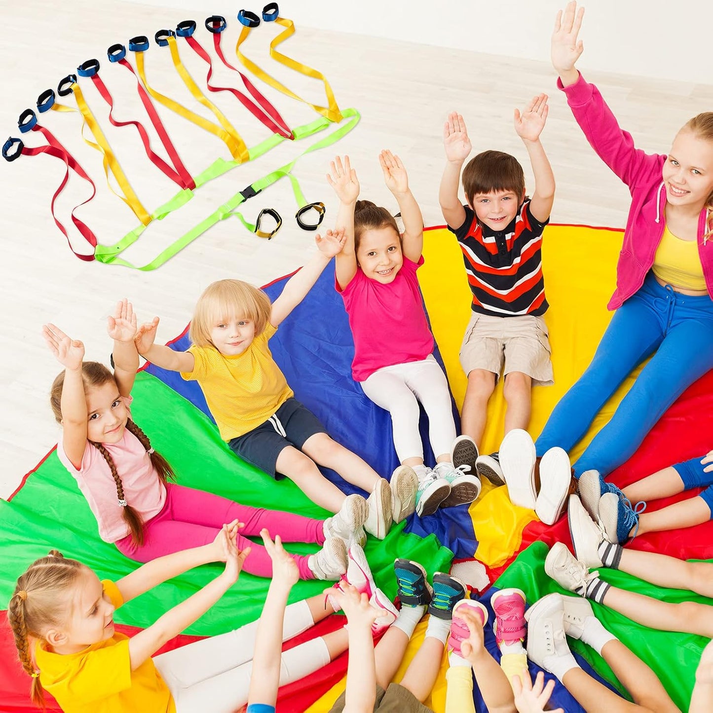 Kajaia Children Safety Walking Rope with 14 Handles - Colorful Adjustable Outdoor Safety Rope for Preschool, Nursery, Daycare, Kindergarten, School Kids & Teachers