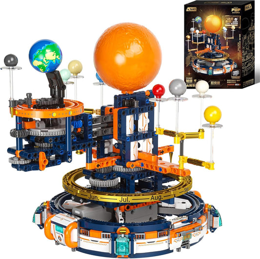 JAKI Solar System Building Set - Electric Solar System Model with Dynamic Lighting and Real Rotating Effects, STEM Educational Space Toy for Teens and Adults, Home Office Decoration.