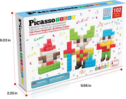 PicassoTiles 60pc Magnetic Puzzle Cube Building Set 1 Inch 3D Blocks STEM Construction Toy for Toddlers Kids Boys Girls Age 3+ Montessori Learning Travel Sensory Gift with Educational Idea Book PMC60