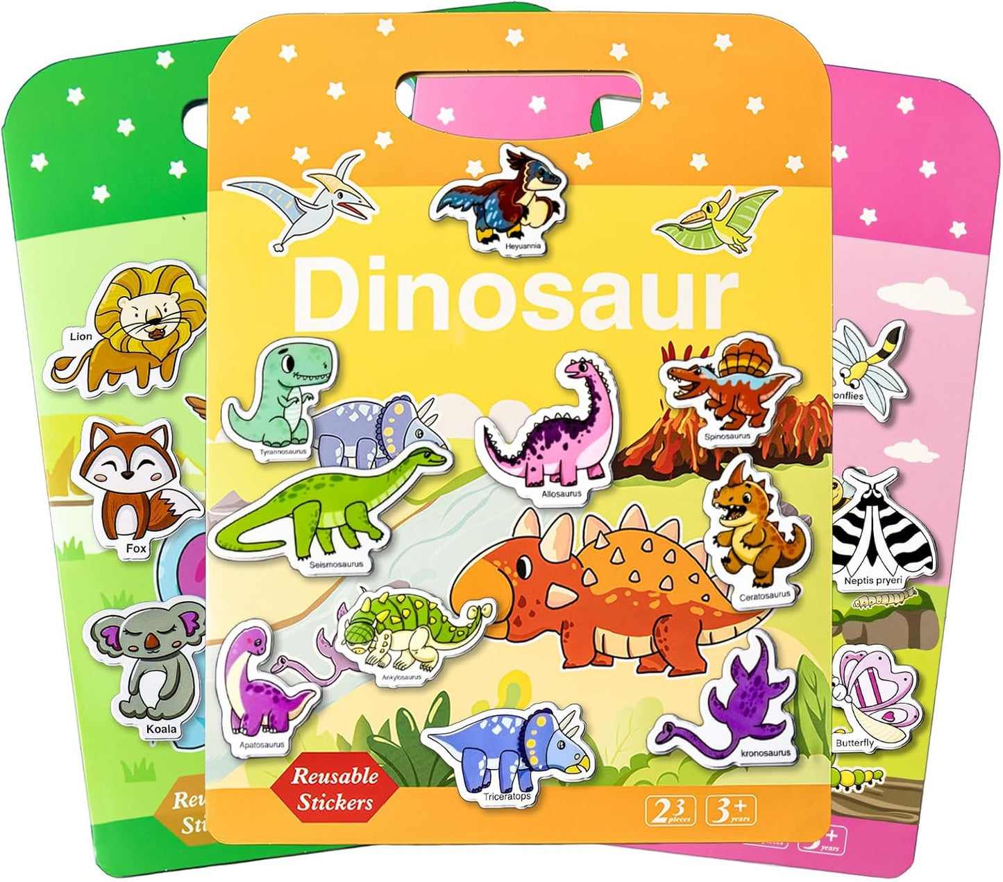Reusable Sticker Books for Toddlers 1-3, Puffy Stickers Book for Kids Ages 2-4, Toddler Travel Activities Book Toy for Birthday Christmas - Christianity Jesus, Noah's Ark, Fairy Tales(3 Set)