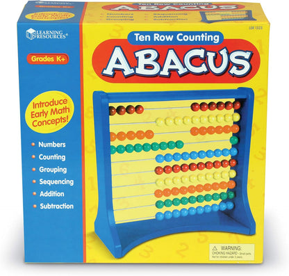 Learning Resources Ten-Row Abacus, Early Math Skills, Addition and Subtraction, Manipulatives for Kids, Back to School, Ages 5+